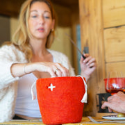 Wool Basket - Swiss Red